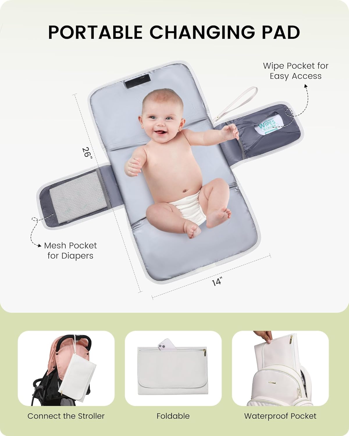 LOVEVOOK Leather Diaper Bag Backpack, Quilted Baby Bag with Changing Pad & Pacifier Holder, Waterproof Travel Diaper Bags for Baby Boys Girls, Stylish and Large Capacity, Beige