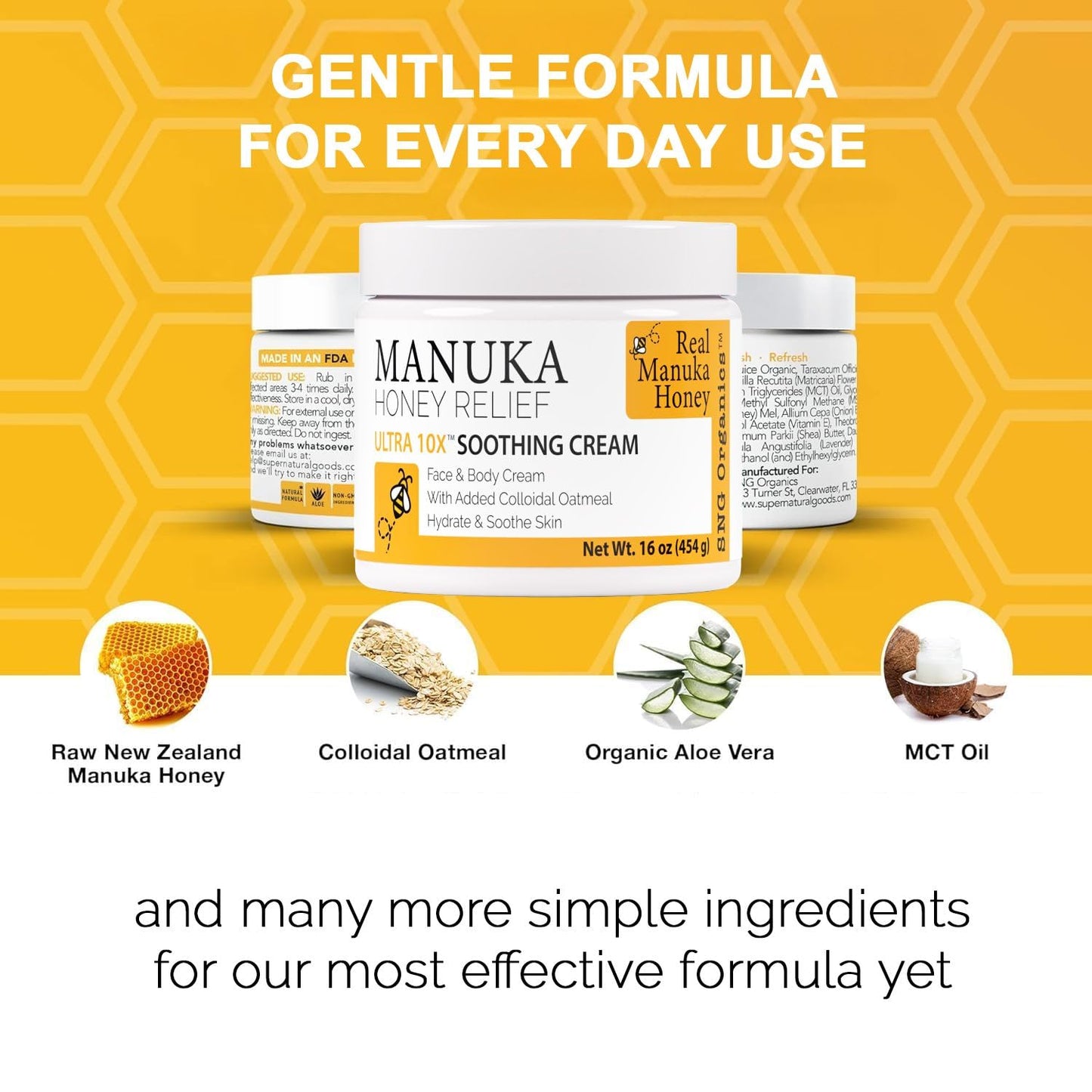 Super Natural Goods Manuka Honey Cream (16oz) – Hydrating Lotion for All Skin Types Suitable for Kids and Adults | Moisturizing Body Cream with Real Manuka Honey Aloe Vera Juice and Cocoa Butter