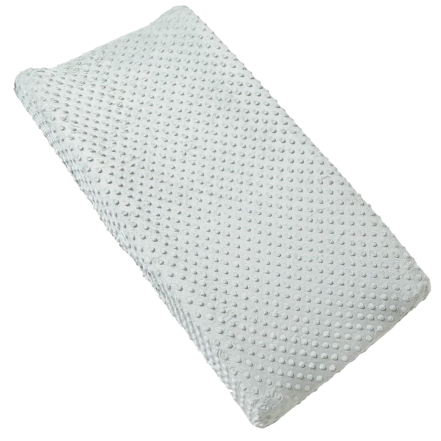 Solid Changing Table Pad Cover Cradle Sheet, Fits 32"/34''x16 Contoured Diaper Changing Pad, Ultra Soft Cozy Dots Plush Changing Table Covers, Breathable Wipeable Removable (Sea Foam)