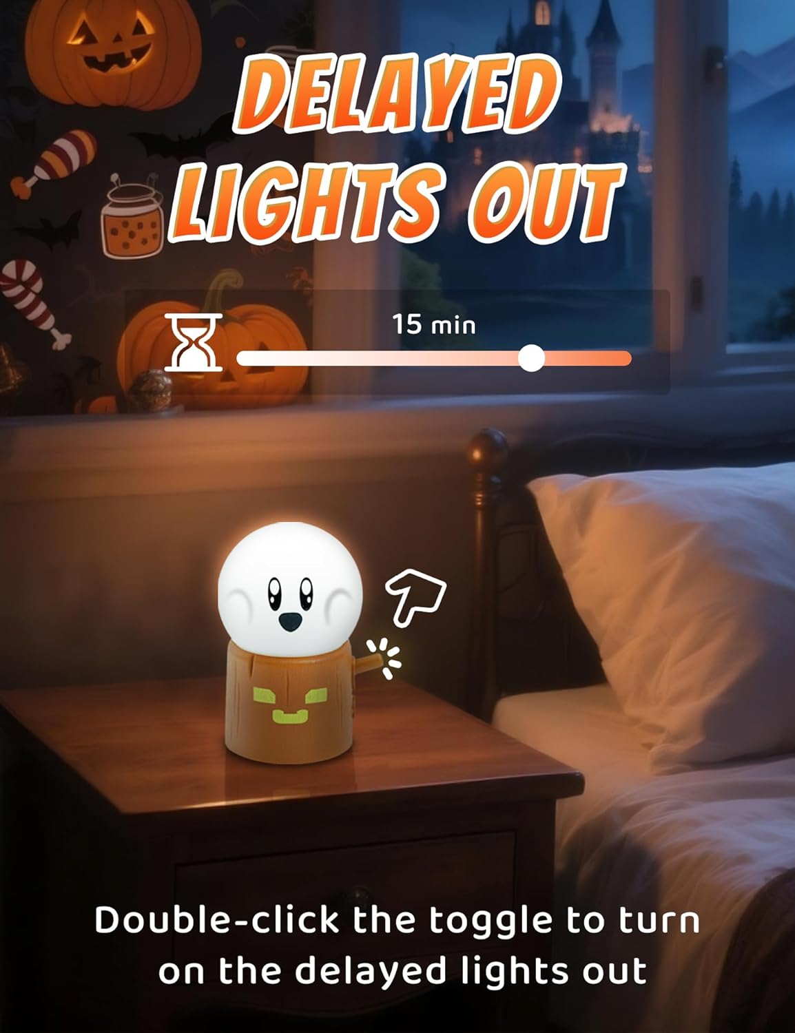 Ghost Stumps Lamp, Cute Ghost LED Night Light, Halloween Party Decorations Indoor, Halloween Centerpieces Decorations for Table, Shelf, Fireplace