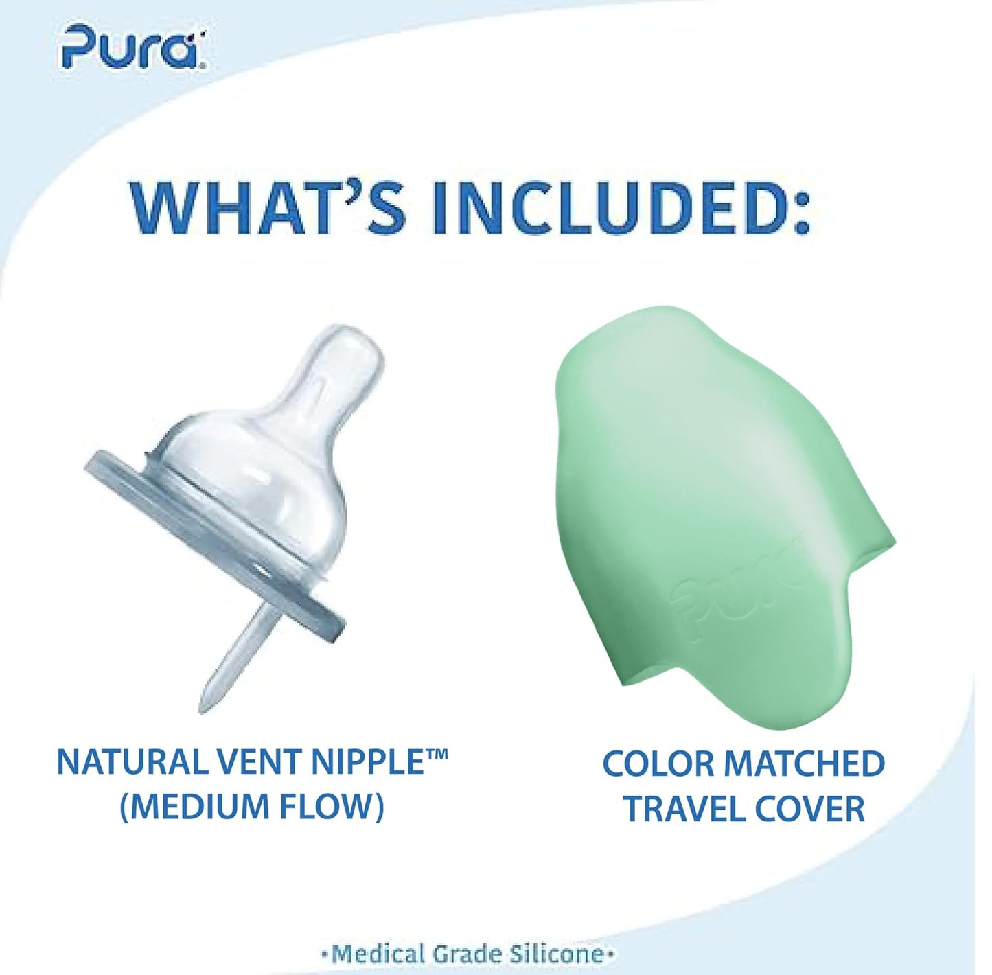 Pura Kiki 9oz/275ml Stainless Steel Infant Bottle w/Sleeve, Anti-Colic, Medical-Grade Silicone, Medium-Flow Nipple, for Babies 3 Months & Up (Moss)