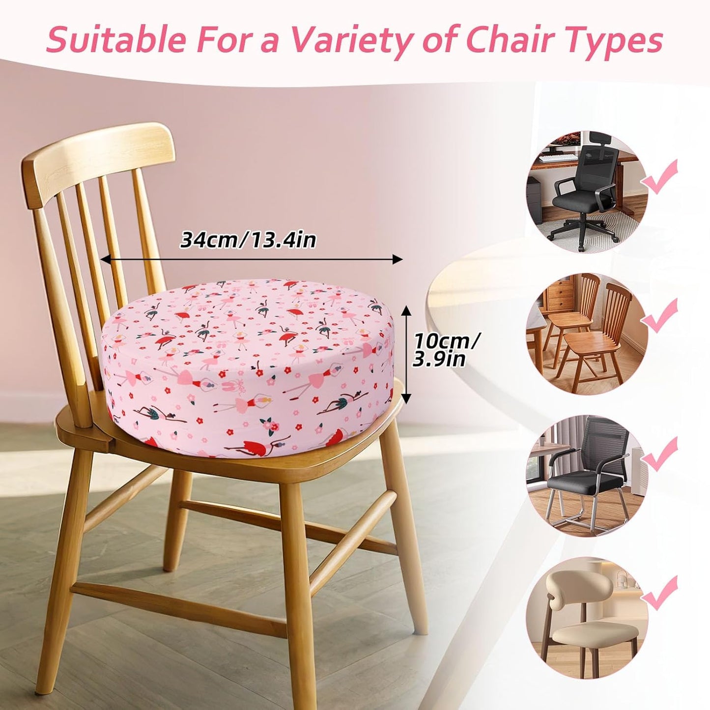 Zicac Portable Seat Cushion Washable with Non-Slip Bottom, Detachable Strong Support Cushion for Toddler Kids Baby Infant (Pink Girl)