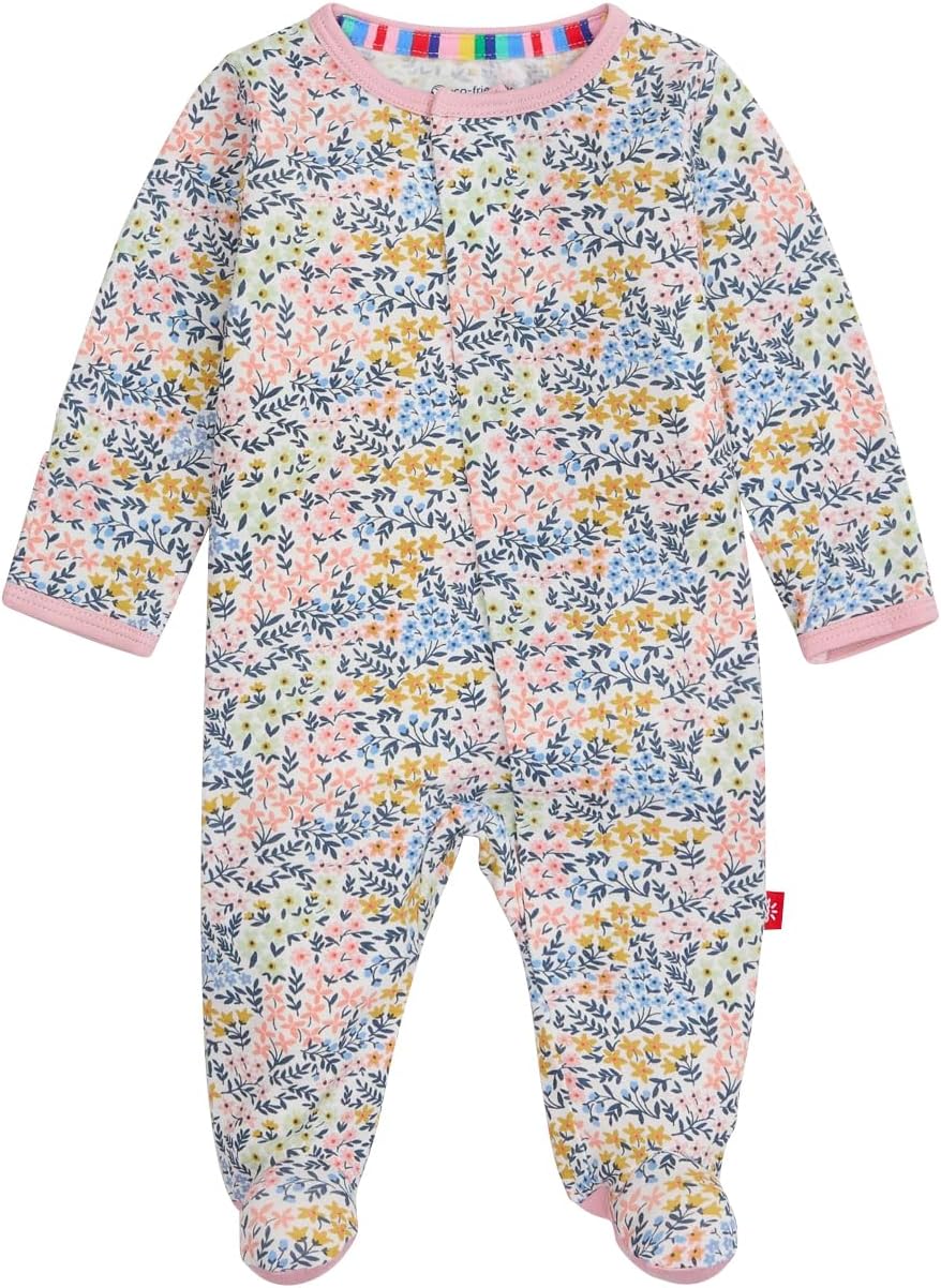 Magnetic Me Girls Modal Magnetic Baby Footie Pajamas | Silky Soft Modal Fabric | Baby Sleepers Available Sizes PRE - 24M