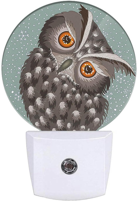 Owl Night Light Cute Bird with Curious Big Eyes Retro LED Dusk to Dawn Plug-in Nightlight Auto Sensor for Bedroom Bathroom Hallway Living Room