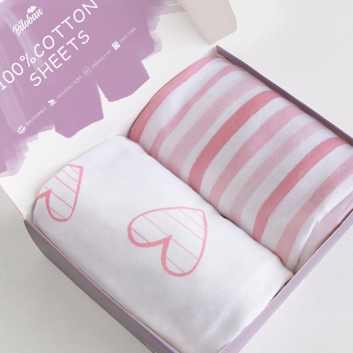 Bassinet Sheets Fit for YADAQE, AMKE 3 in 1 Bassinets(35" X 20"), Bellababy, Milliard, and TCBunny Bassinet, 2 Pack, 100% Jersey Knit Cotton, Breathable and Heavenly Soft, Pink Print