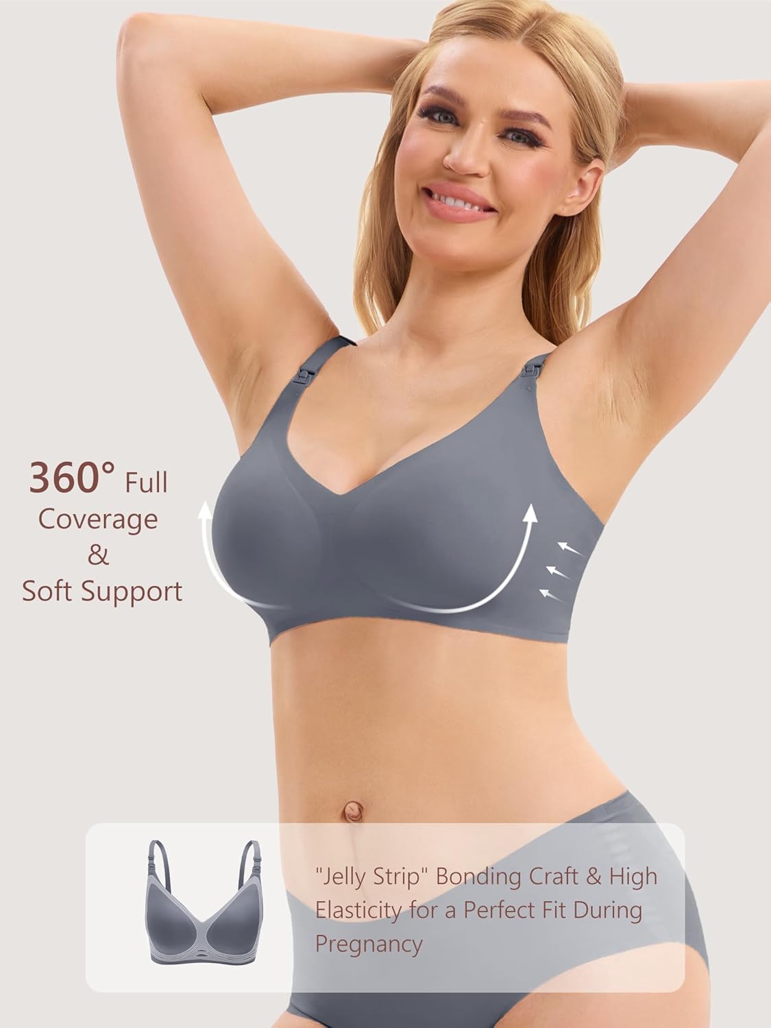 Angelhood 3 Pack Nursing Bras for Breastfeeding Seamless Pregnancy Maternity Bra Wireless Sleep Bralette with Extenders