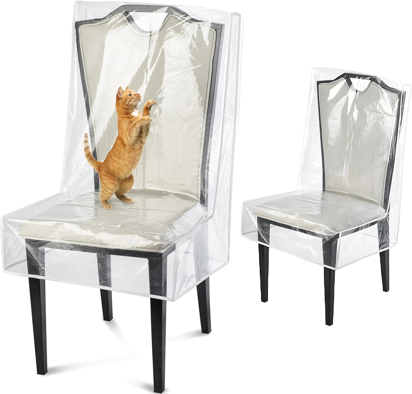 Dining Chair Covers, Waterproof Kitchen Chair Protectors,Clear Plastic Seat Chair Protector,Keep Your Chair Away from Water Dust Stain and Pet Claws W/21 x D/18(Fits 16-23",2 Pack)
