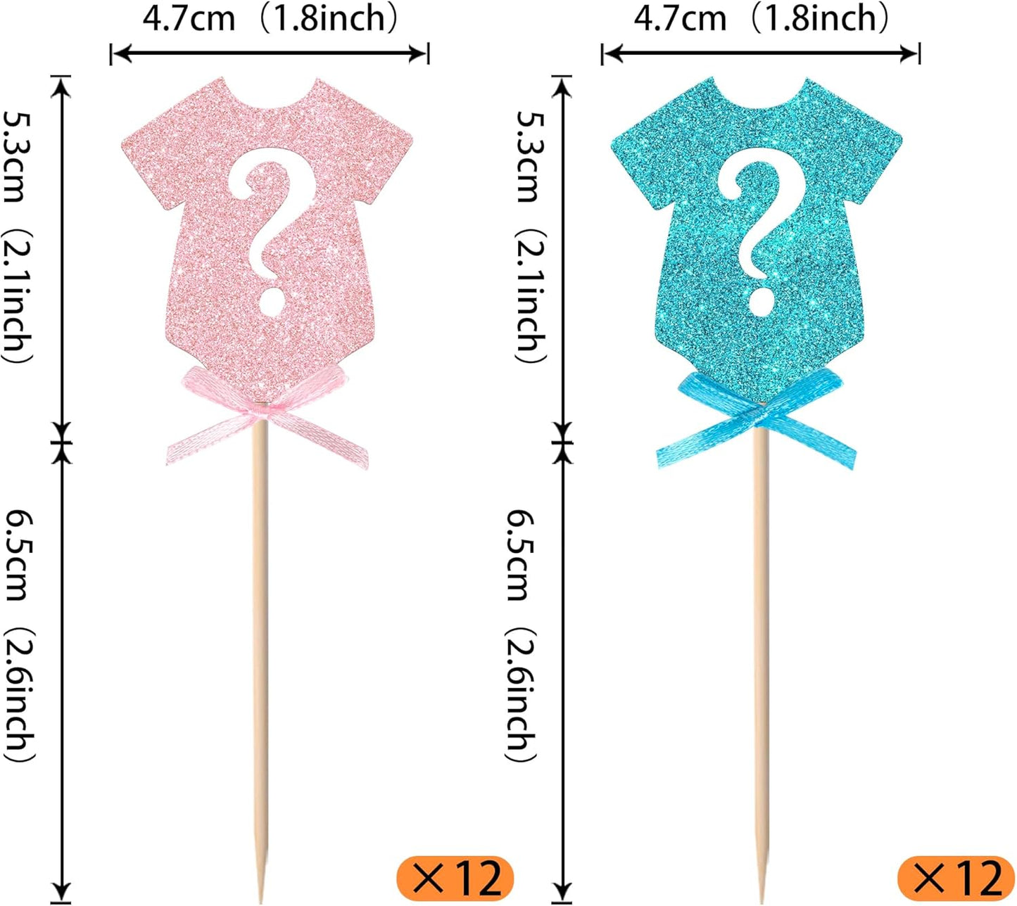 Rsstarxi 24 Pack Gender Reveal Cupcake Toppers Baby Shower Gender Reveal Party Decorations Pink or Blue Bow Tie Cupcake Picks for Boy or Girl Baby Shower Party Cake Decorations