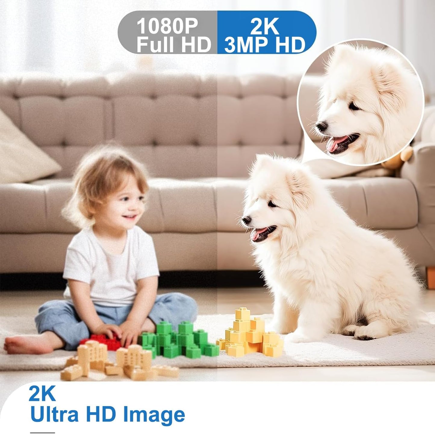 Indoor Security Camera, 5G&2.4G WiFi Security Cameras Indoor for Home Security, Pan/Tilt Baby Monitor/Dog/Pet Camera with Phone App Motion Sensor & Night Vision. TF/CloudStorage (2Pack)