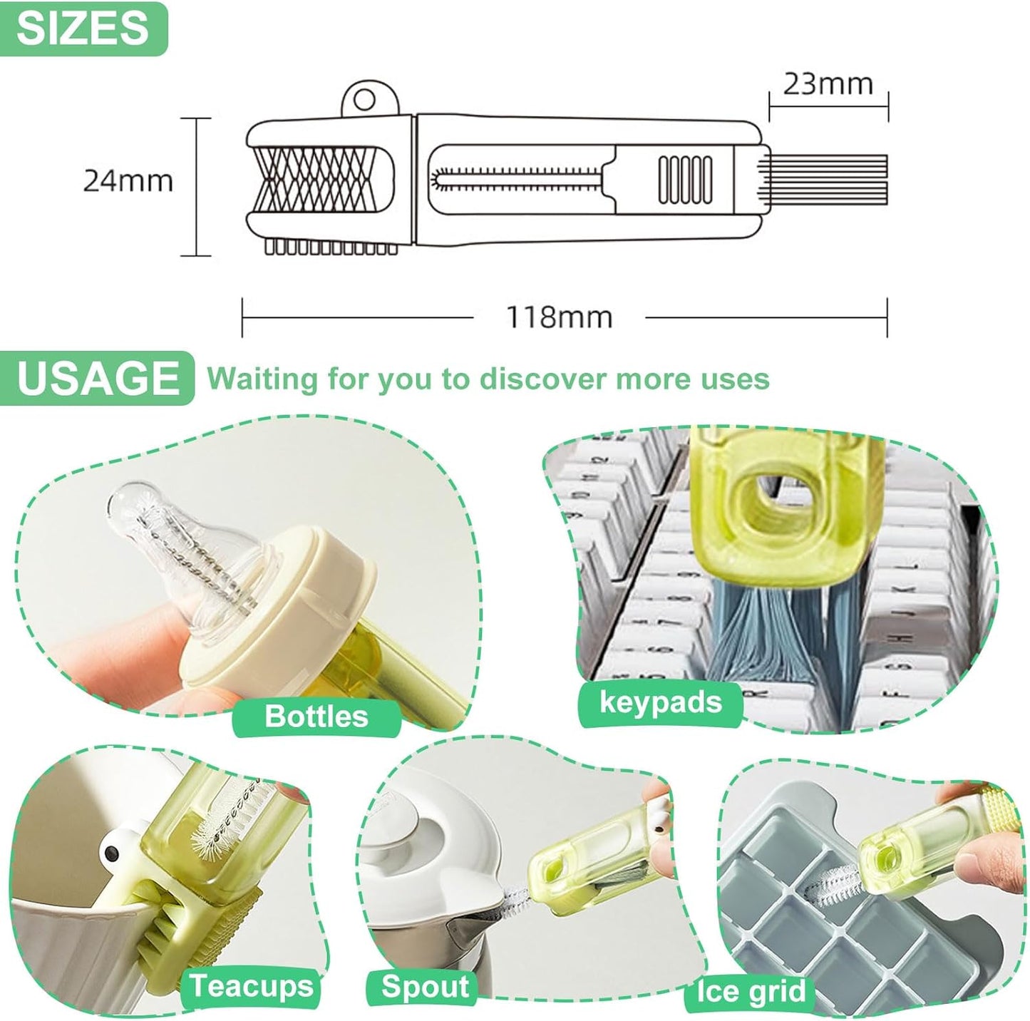 4 in 1 Cup Lid Cleaning Brush - Water Bottle Cleaning Brush, Portable Crevice Cleaning Brush Set for for Bottle Tight Spaces Cup and Sealed Food Storage containers with lids(3 PCS)
