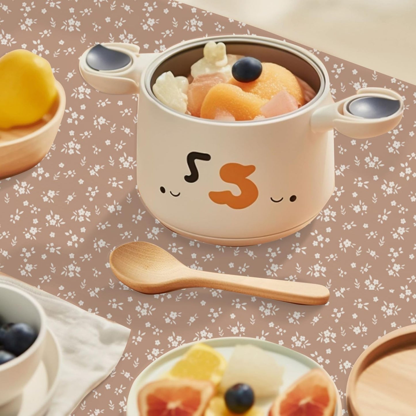 Baby Splat Mat for Under High Chair, 51 x 51 Inch Wipeable Splash Mat，Floor Protector，Wipe-Clean Tablecloth and Playing Mat (Flower)