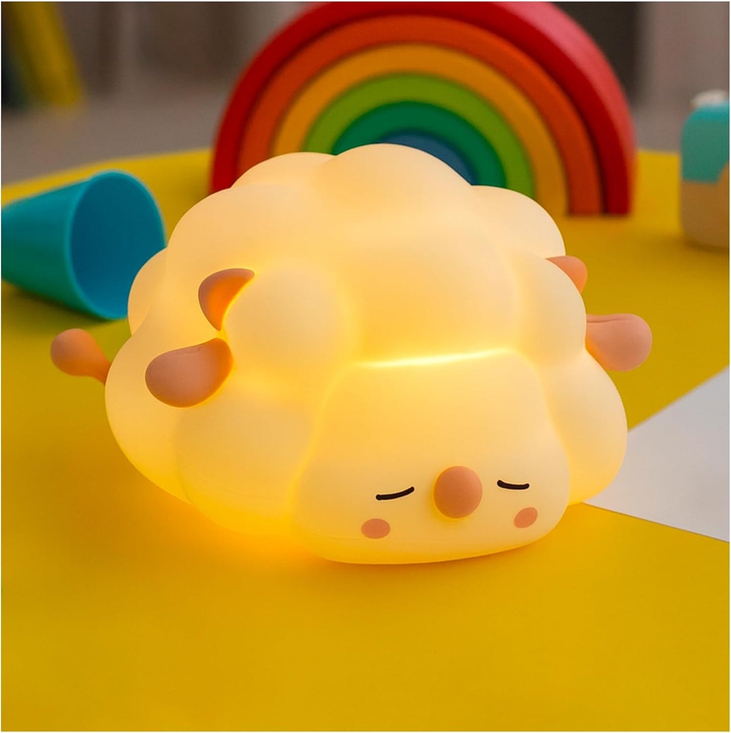 Rechargeable LED Night Light, Soft Silicone Touch Lamp with 3-Level Dimming, 30-Min Timer, Squishy BPA-Free Design, Perfect for Breastfeeding, Nursery, and Baby Room Decor (Sheep)
