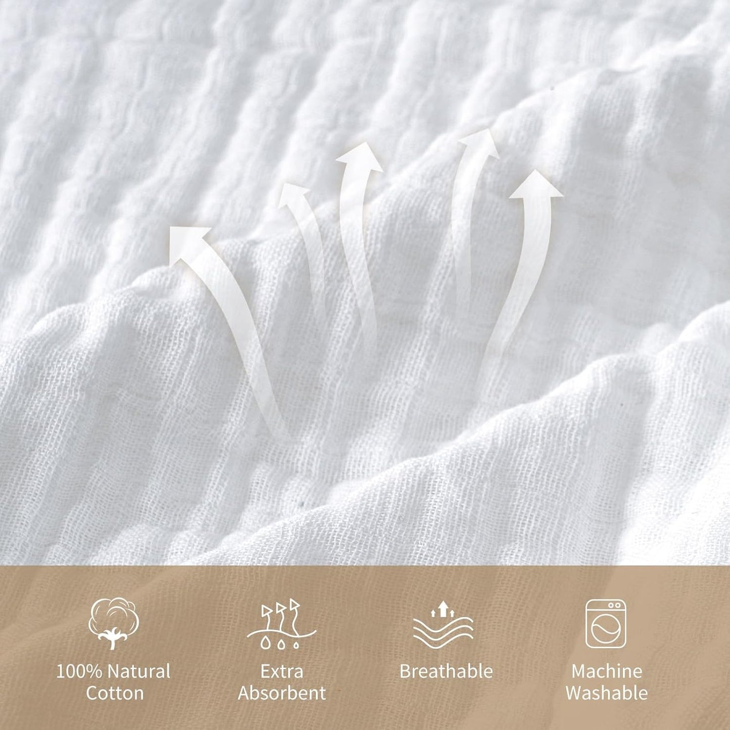 david's kids 2 Pack Hooded Baby Towels, 100% Muslin Cotton 6-Layer Ultra Soft Breathable Absorbent Baby Bath Towels for Infant and Toddler, Newborn Essentials, Large 32x32Inch, White