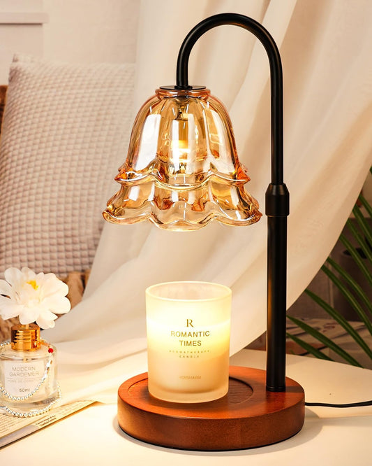 Candle Warmer Lamp with Timer & Dimmer, Adjustable Height Christmas Gifts Birthday Gifts for Women Mom, Flower Candle Lamp Warmer, Wax Warmer with 2 Bulbs, House Warming New House Decorations