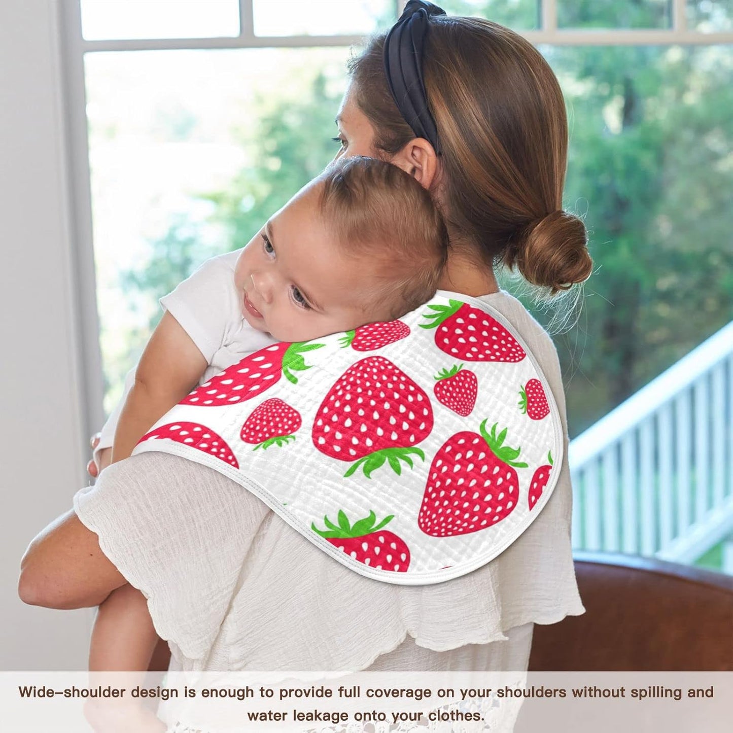 Muslin Baby Burp Cloths Set of 1, Soft Absorbent Cute Strawberry Muslin Washcloths, Bibs, Face Towel for Newborn Boys Girls, 22 x 11 Inch