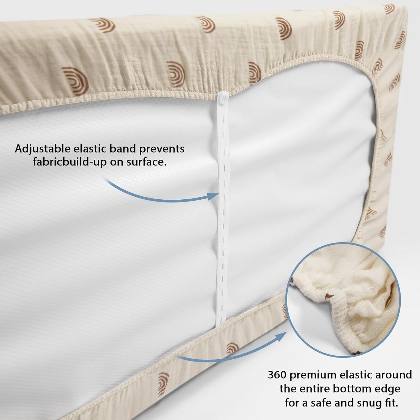 2 Pack Soft Muslin Baby Mini Crib Sheets, 100% Cotton Breathable Double Layer Fitted Sheets for Mini Crib and Pack N Play Mattresses 24x38 Inches, for Baby Girls and Boys (Cedar & Cream