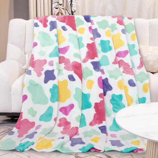 Twin Size Fleece Blanket 60x80 - Lightweight Soft Colorful Rainbow Throw for Bed, Couch & Travel,Girls Bedding Gifts