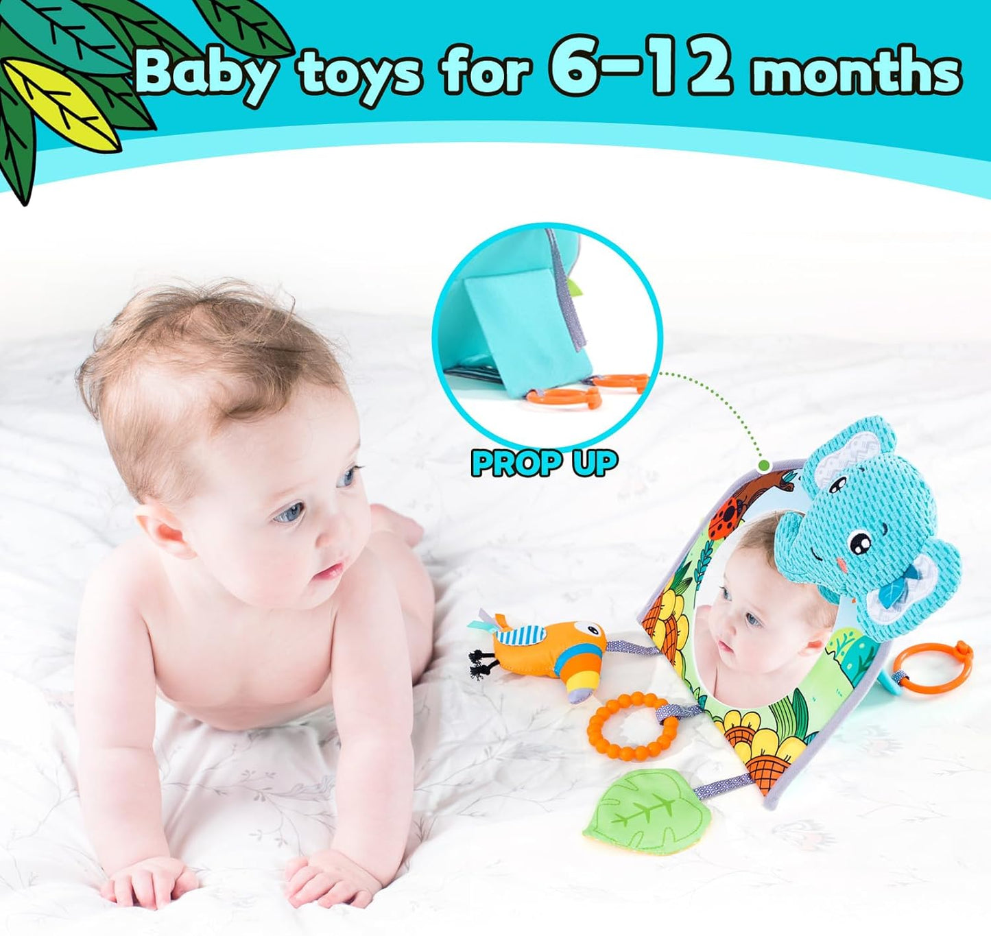 Koty Car Seat Toy - Kick and Play Activity Center with Mirror,Teether and Crinkle, Fun Travel Baby Toy for Rear Car Seat, Easier Drive with Newborns, Babies, Hanging Toys for Infants 0-6-12-18 Months