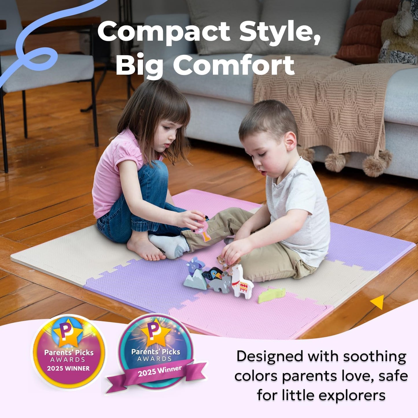 MioTetto Baby Play Mat, Comfortable Tummy Time Mat – Portable Foam Floor Tiles, Safe baby mat for floor for Crawling & Development, Soft play mat for babies 0-6 months, Stylish interlocking foam tiles