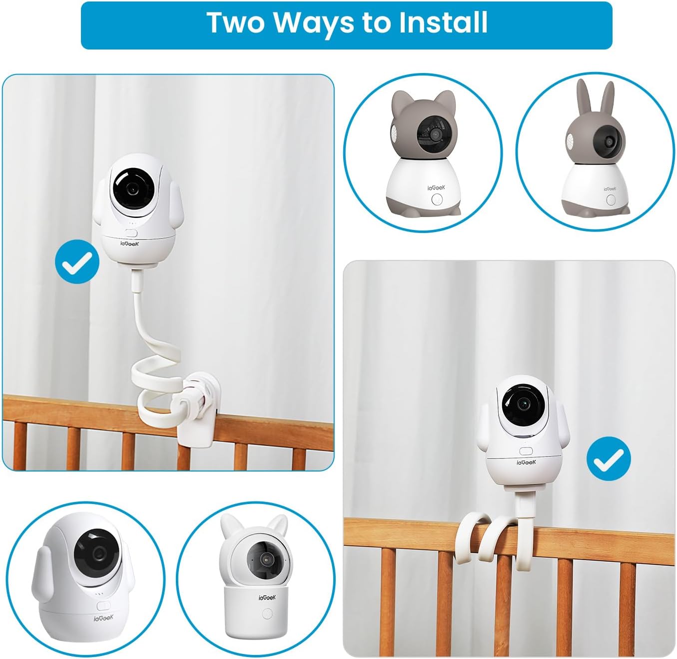 ieGeek Baby Monitor Mount Bracket for Baby 1T/4/5 Baby Camera Holder Holder with a 1/4” Screw,with 21.6" Flexible Gooseneck Arm