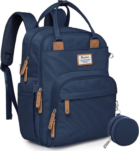 RUVALINO Diaper Bag Backpack, Multifunction Travel Pack Maternity Baby Changing Bags, Large Capacity, Waterproof, Peacock Blue