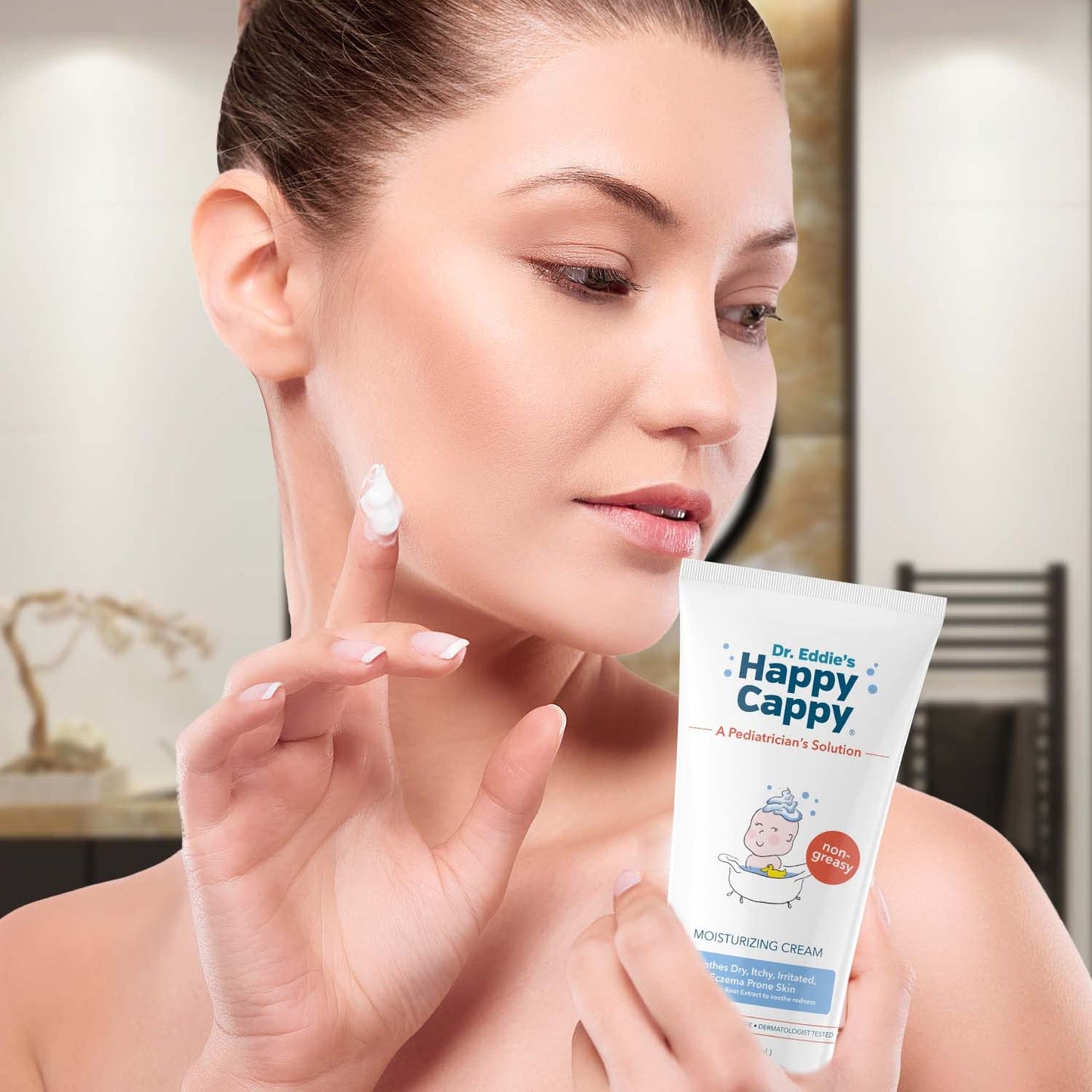Happy Cappy Moisturizing Cream - Baby Eczema Cream, Eczema Lotion for Kids, Pediatrician-Formulated, Gentle, Paraben Free, Hypoallergenic, Soothes Dry Skin - 6 Fl Oz (Pack of 4)