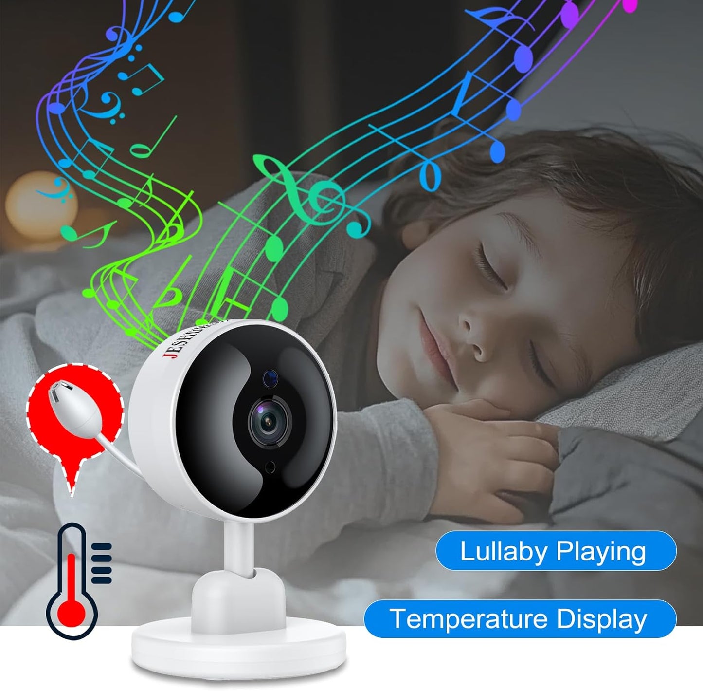 Security Camera for Home Baby Monitor, 1080p HD Video WiFi Indoor Camera with Motion Detection, 2-Way Audio Siren, Night Vision, Cry Detection/Temperature Detection
