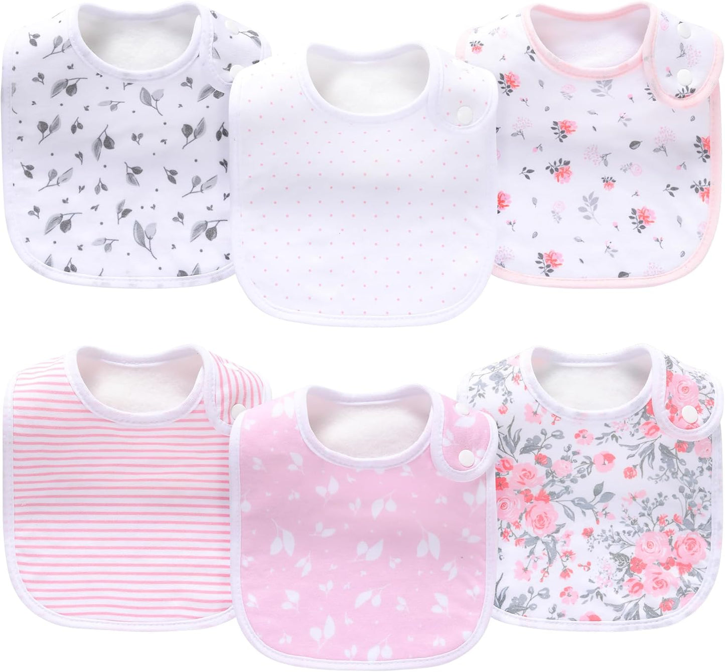 Pack of 6,Baby Bibs,Unisex,Soft and Absorbent,Adjustable,Easy to Use