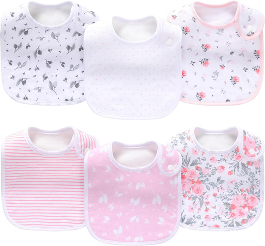 Pack of 6,Baby Bibs,Unisex,Soft and Absorbent,Adjustable,Easy to Use