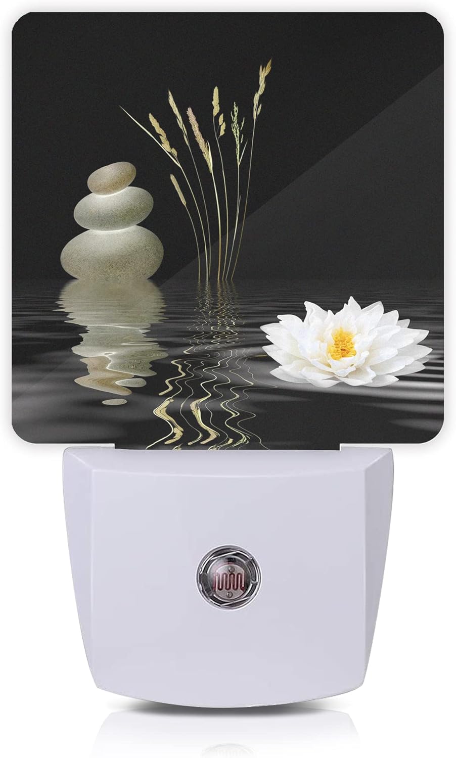 Zen Spa Night Light,Grey Stones Lotus Night Lights Plug into Wall Dusk to Dawn Sensor Led Lamp for Women Men,Led Lights for Stairway/Hallway/Bedroom,0.5W