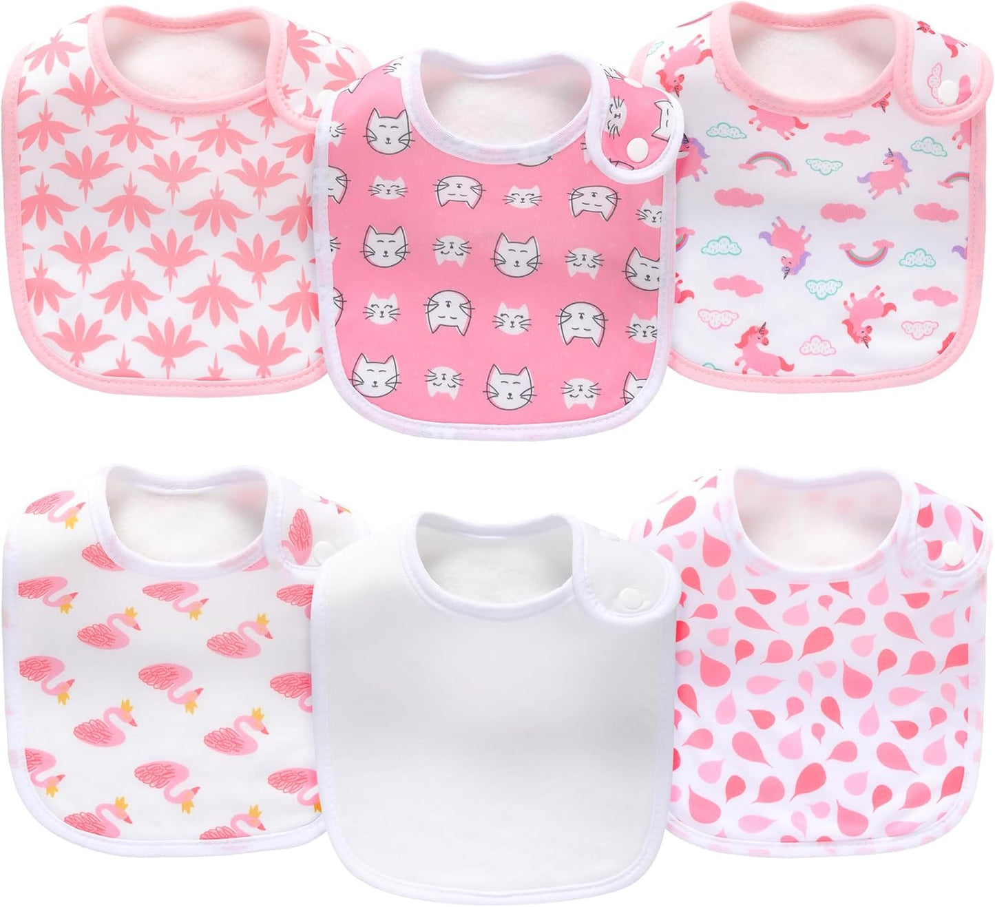 Pack of 6,Baby Bibs,Unisex,Soft and Absorbent,Adjustable,Easy to Use