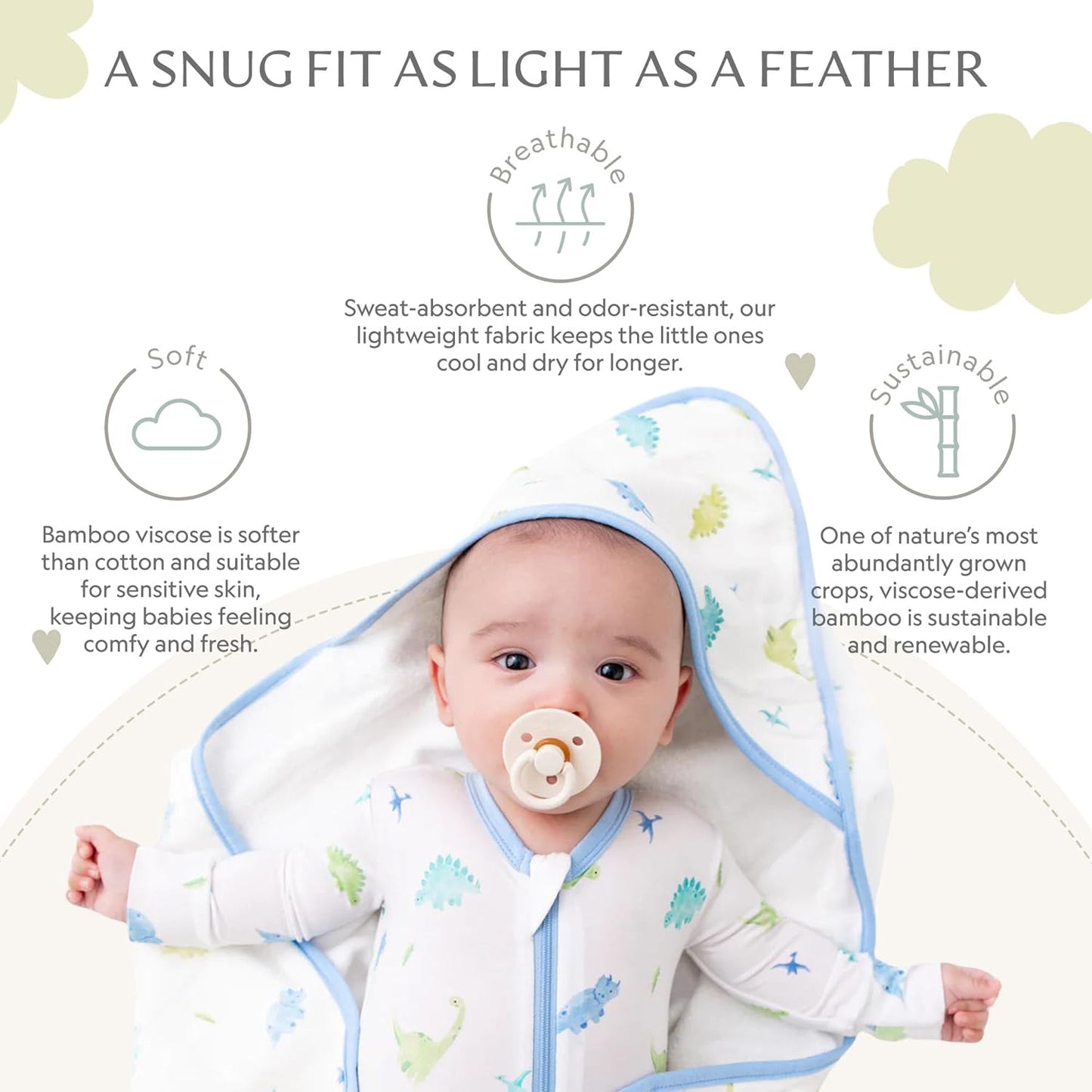 Bamboo Little Soft Baby Footie Pajamas, Baby Clothes, Newborn Sleepers, 95% Viscose and 5% Spandex, 0-24 Months