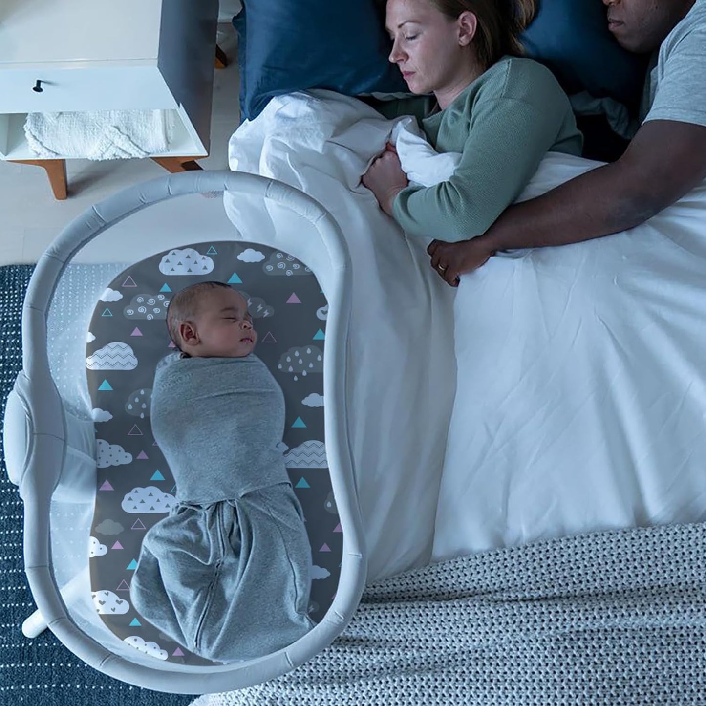 Stretch Fitted Bassinet Sheet Set BROLEX 2 Pack Cradle Sheets for Bassinet Pad/Mattress,Unisex Boys Girls,Ultra Soft,Whale Cloud