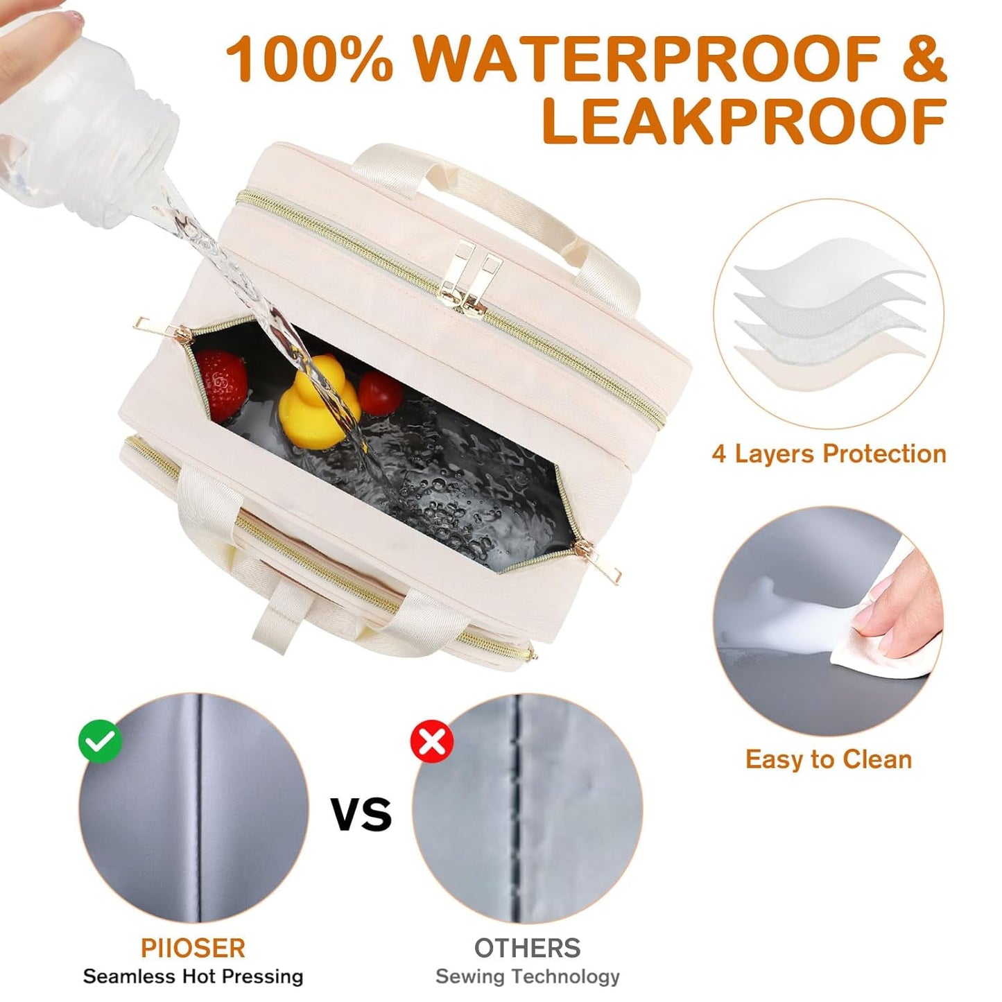 PIIOSER Insulated Baby Bottle Bag with Ice Pack, Breastmilk Cooler Compatible with Wearable Breast Pumps & Accessories - Baby Cooler Travel Bag for Nursing & Working Moms, Cream