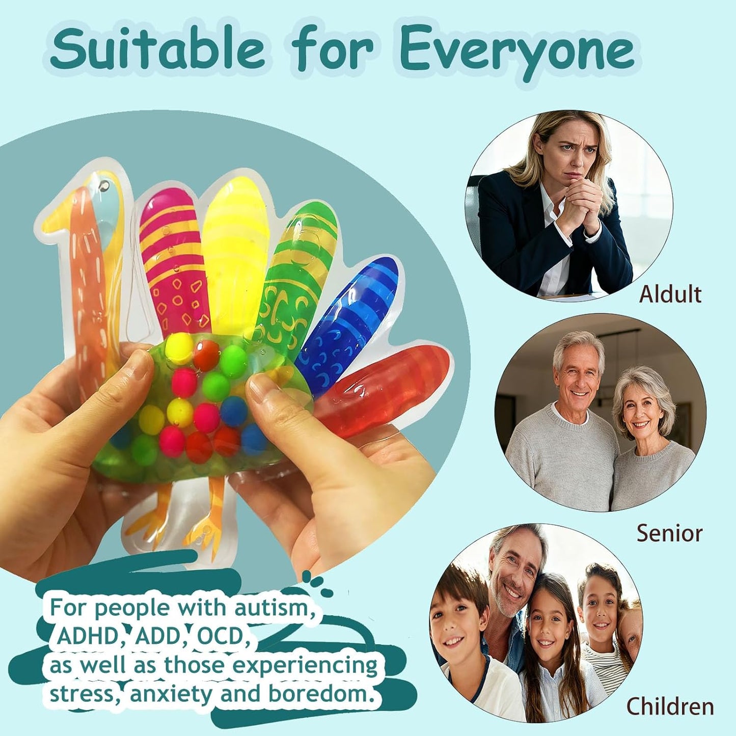 Color Sorting Toys for Toddlers, Squeeze Sensory Fidget Toys, Fine Motor Skills Toy, Montessori Learning Toys for Preschool Learning Activitie, Sensory Activity Toy for Kids 3+ & Adults