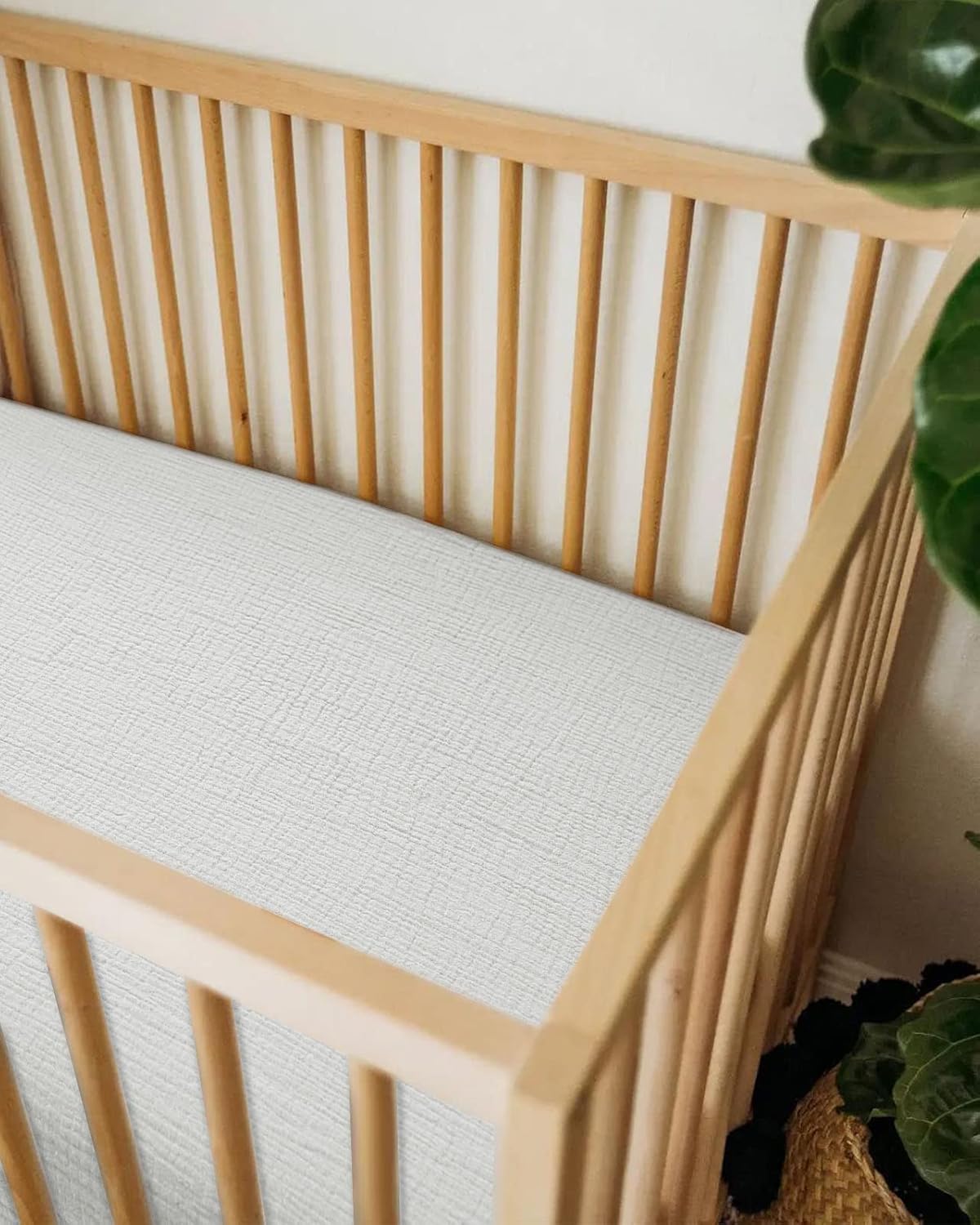 Crib Sheets for Boys Girl, Fitted Baby Toddler Bed Sheets 28" x 52", Neutral Muslin Cotton Crib Mattress Bedding Soft and Breathable Comfort (White)