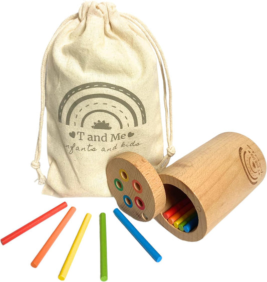 Sticks for Kids Travel Size, Montessori Toys for 1-3 Year Old, 1 Year Old Gift, Wooden Toddler Toys, Toddler Stocking Stuffer, Learning Toys for 1-3 Years