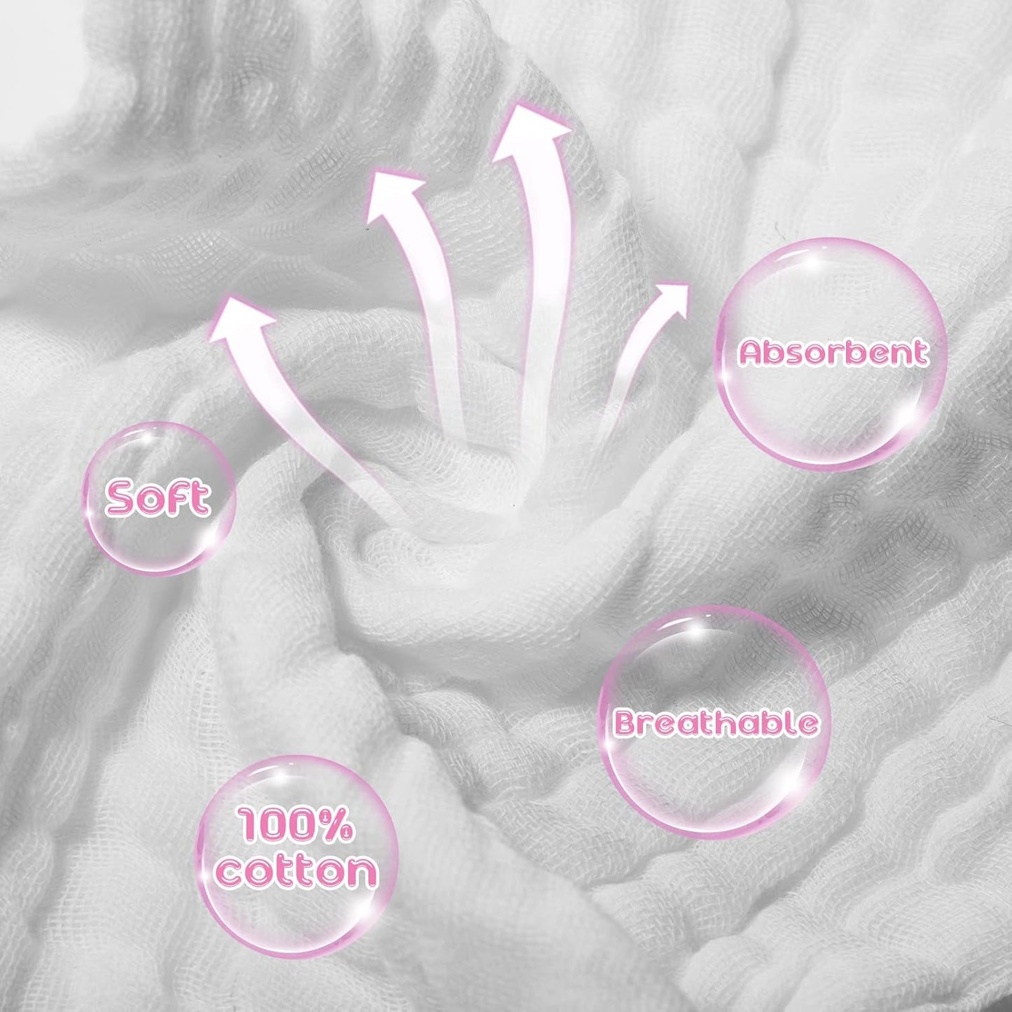 Breling 20 Pcs Baby Muslin Washcloth 12 x 12 Inch 100% Cotton Soft and Absorbent Muslin Washcloth Burp Cloth Wipe Newborn Face Towel for Baby Boy Girl Sensitive Skin(White)