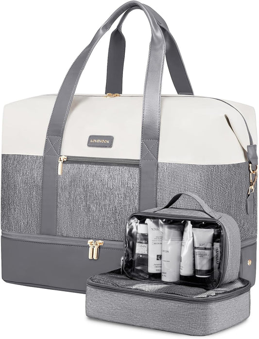 LOVEVOOK Weekender Bag, Large Travel Duffel Bag for Women with 2 Packing Cubes, Carry on Overnight Bag with Shoe Compartment, Mom Hospital Bags for Labor and Delivery