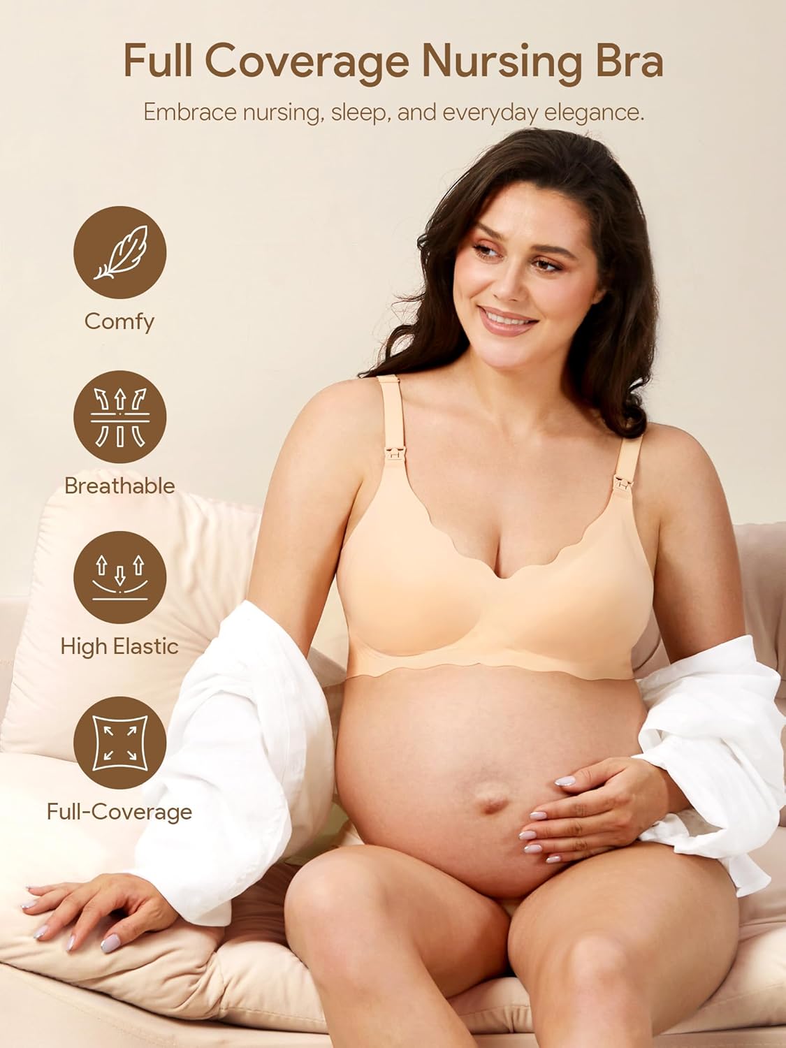 Angelhood Nursing Bras for Breastfeeding Ultra Comfort Seamless Maternity Bra Wireless Pregnancy Bralette with Bra Extender