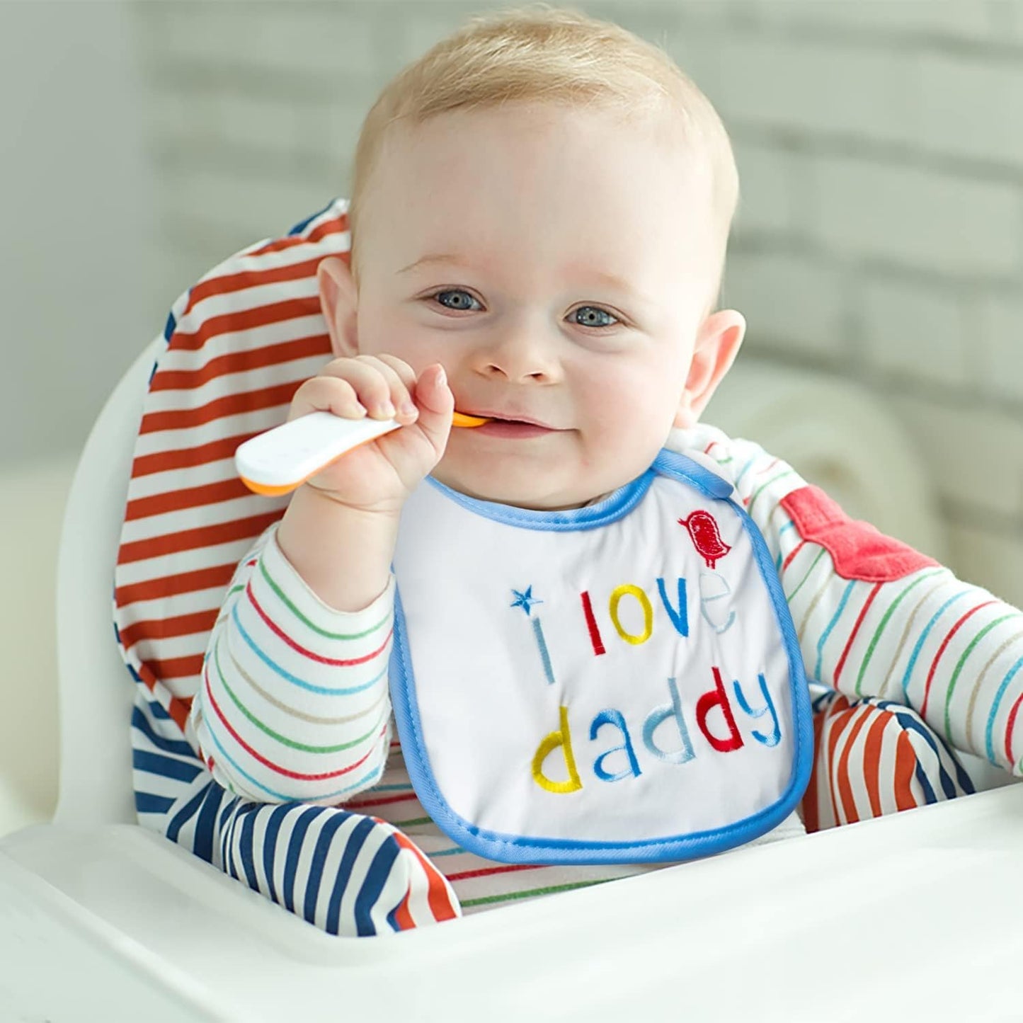 7Pcs Cotton Waterproof Baby Bibs Hook Loop Closure Newborn Bib Keepsake Baby Gift for Drooling Feeding Eating