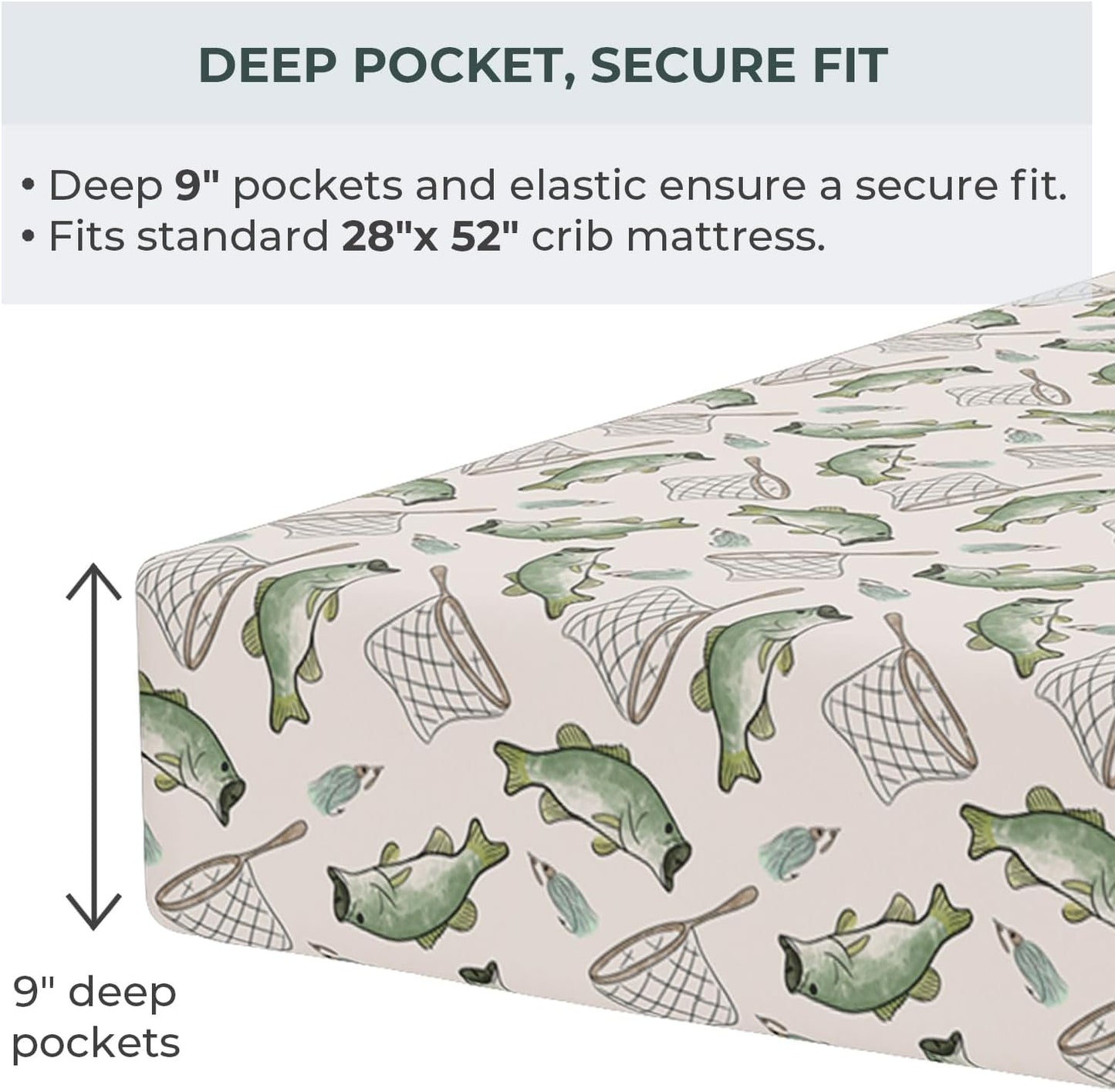 Pobibaby – 2 Pack Crib Sheets for Boys, Premium Fitted Baby Boy Crib Sheets for Standard Crib Mattress – Ultra-Soft Jersey Knit, Safe and Snug, Stylish Design (Gone Fishing)