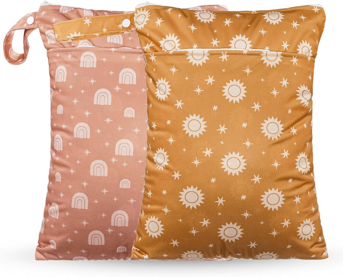 Wet Dry Bags with Two Zippered Pockets and Handle, Reusable Storage Bag for Breast Pump Parts & Baby Items, Waterproof Diaper Bags, Yoga Gym Bag for Swimsuits or Wet Clothes-2pcs, 11.8*15.75"