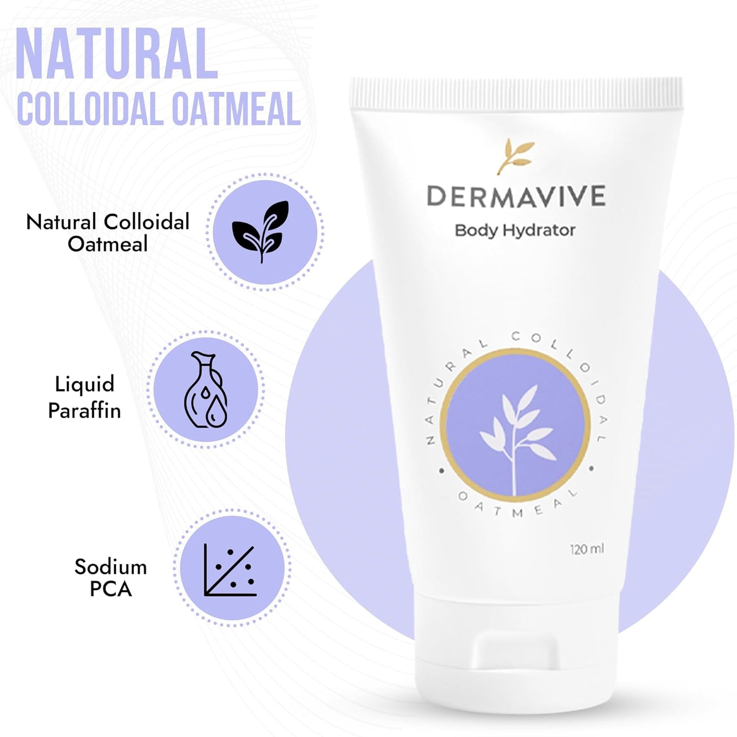 Dermavive Oatmeal Body Hydrator – Colloidal Oatmeal Moisturizing Oil for Itchy, Dry, Flaky & Sensitive Skin – Nourishing After-Shower Body Oil for Kids, Teens & Adults – 120ml (4.05 fl oz)