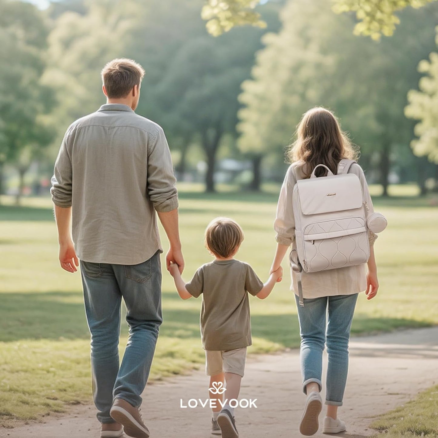 LOVEVOOK Diaper Bag Backpack, Baby Travel Bags for Boys & Girl, Toddler Waterproof Diaper Bag w/Changing Pad (Camel, 15.6''-Small)