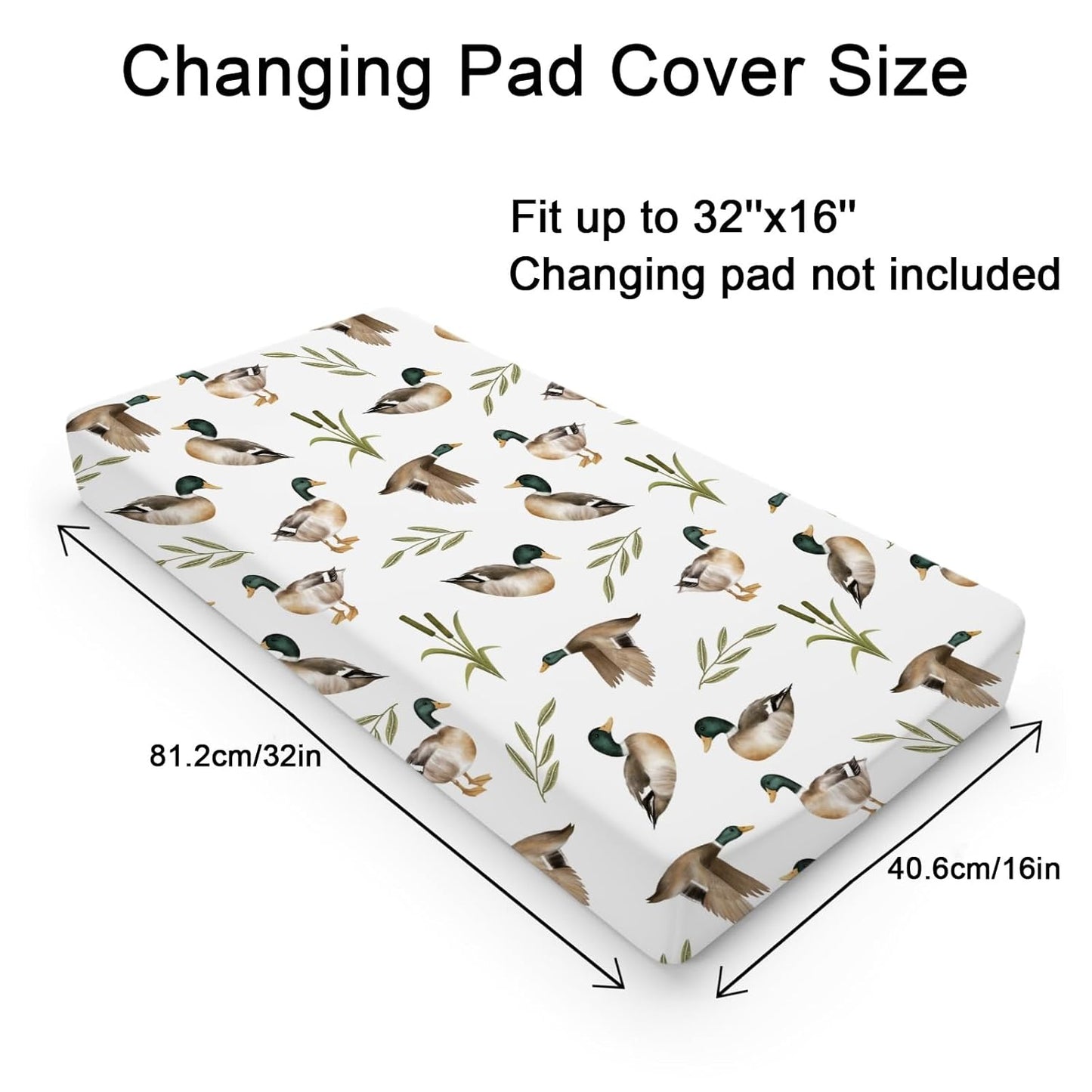 Vintage Mallard Duck Leaves Changing Pad Covers Duck Hunting Reeds Diaper Changing Pad Covers Sheets for Girl Boy Wild Duck Soft Breathable Stretch Fitted Change Table Pad Mats Covers 32''x16''