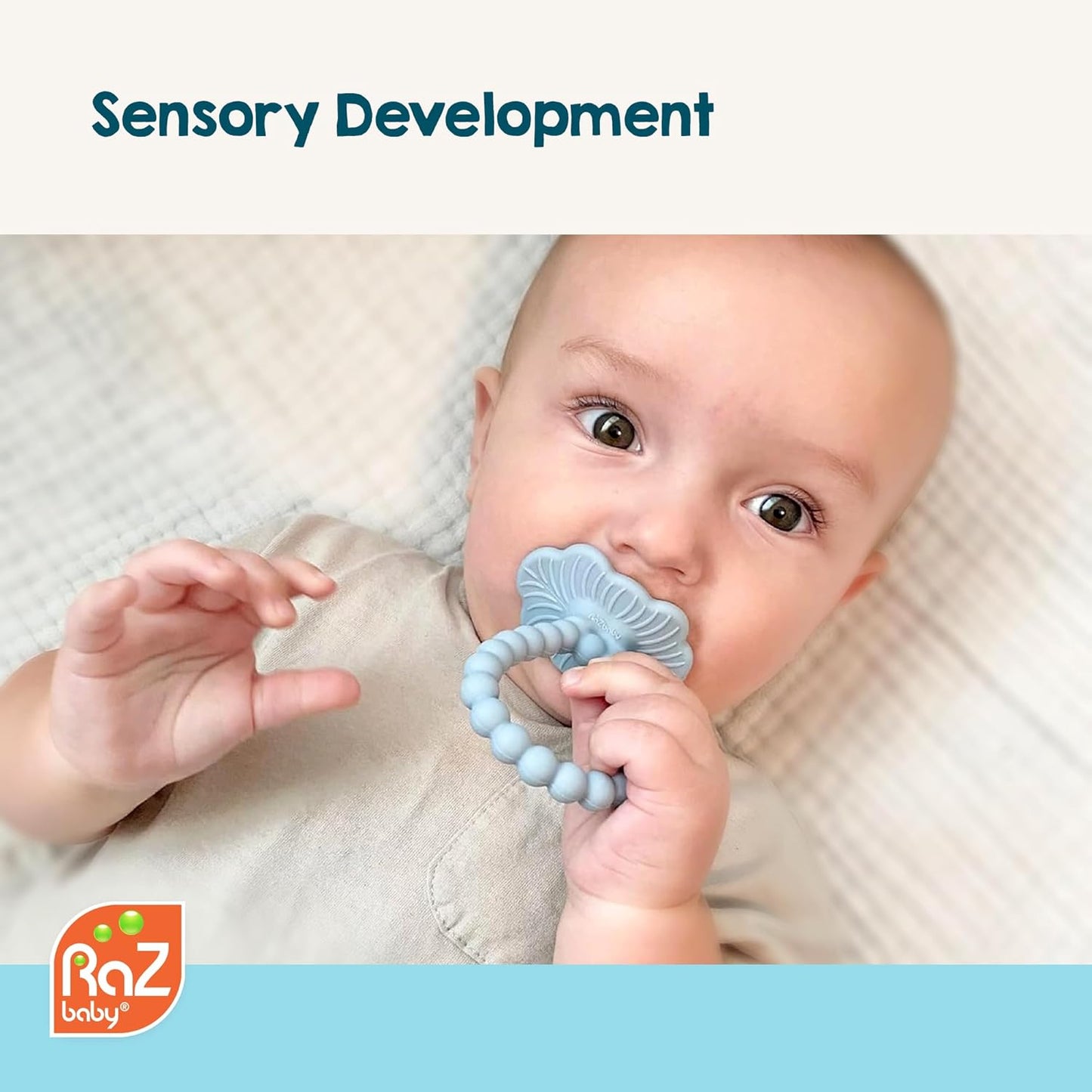 RaZbaby RaZberry Plus Baby Teether – Easy-to-Hold Toy for Front & Back Teething Relief, BerryBumps Texture for Sensory Development, Soothes Sore Gums, BPA-Free, Great Gift for Babies 3M+ – Green