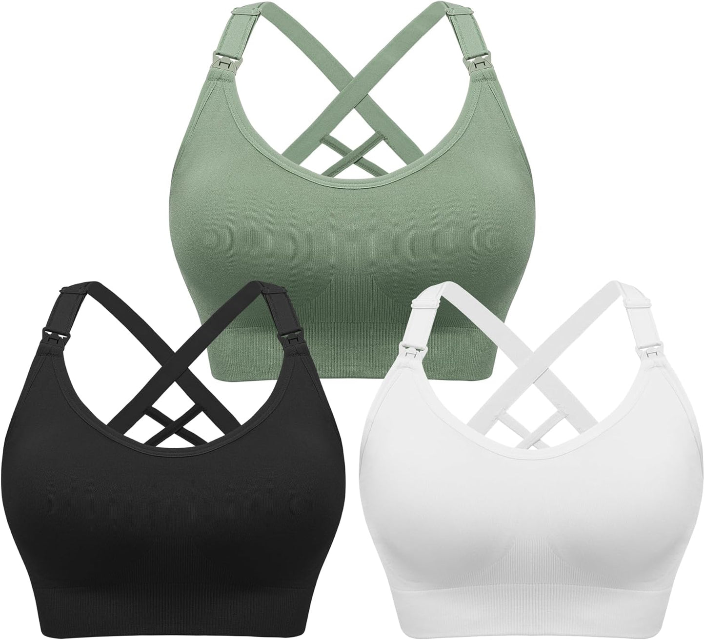 Angelhood Nursing Bras for Breastfeeding, Seamless Nursing Sports Bra Support Yoga Maternity Bras Pregnancy Sleep Bralette