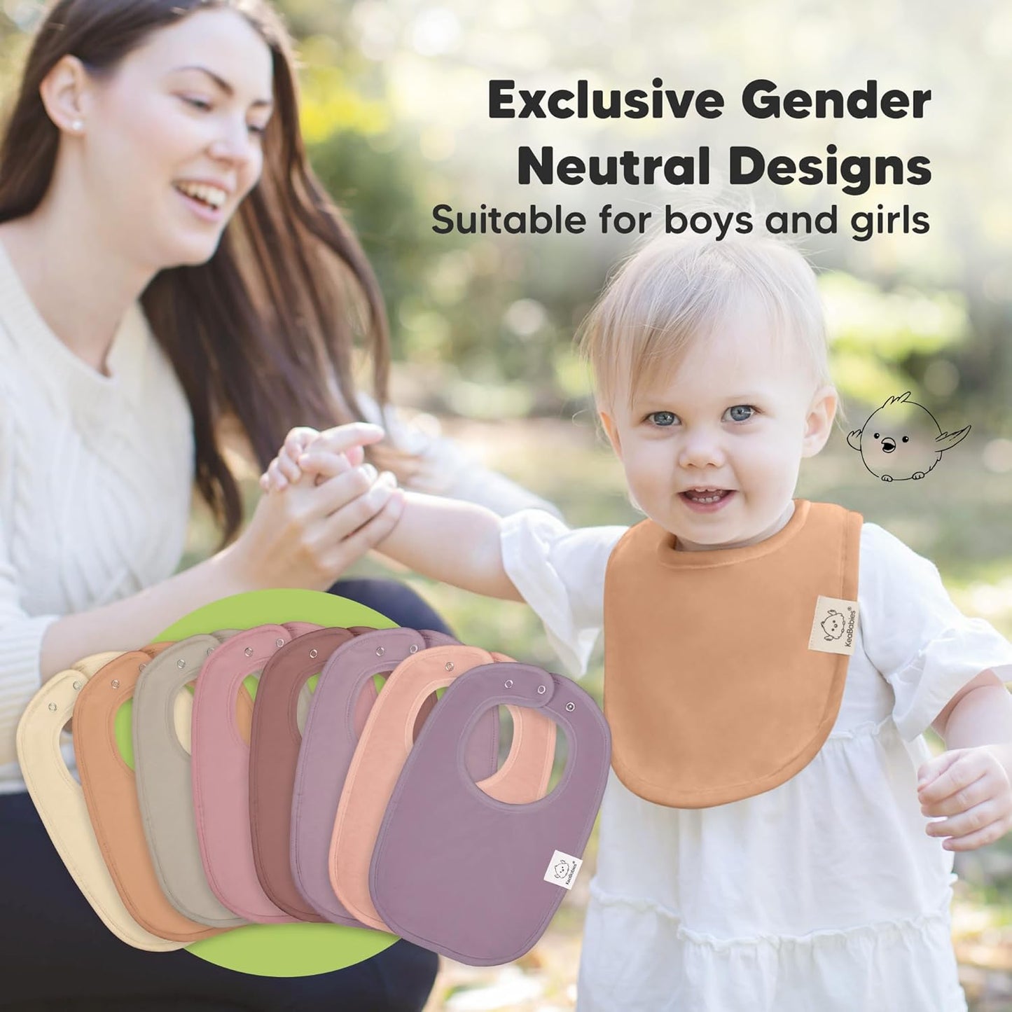 8-Pack Organic Baby Bibs for Boys, Girls - Soft Cotton Drooling and Teething Bibs for Baby Girl & Boy, Extra Absorbent, Easy to Clean & Put On for Toddler, Newborn, Infant 0-24 Months (Mauve)