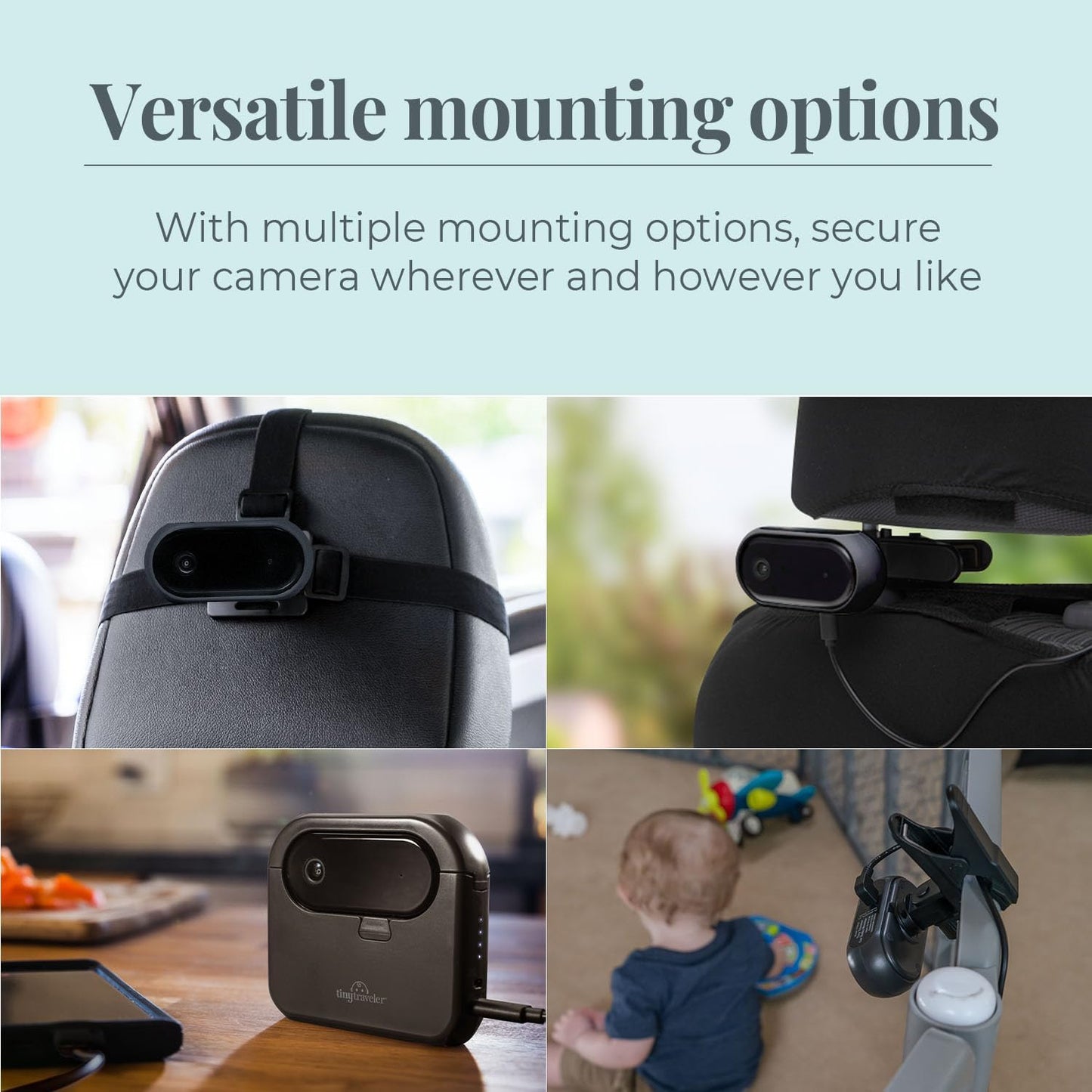 Tiny Traveler Baby Car Monitor for 2 Kids, 5” Touch Screen, No WiFi, Home Travel Roadtrip – Rear-Facing Car Seat Monitor Night Vision Baby Reminder Alert - Black